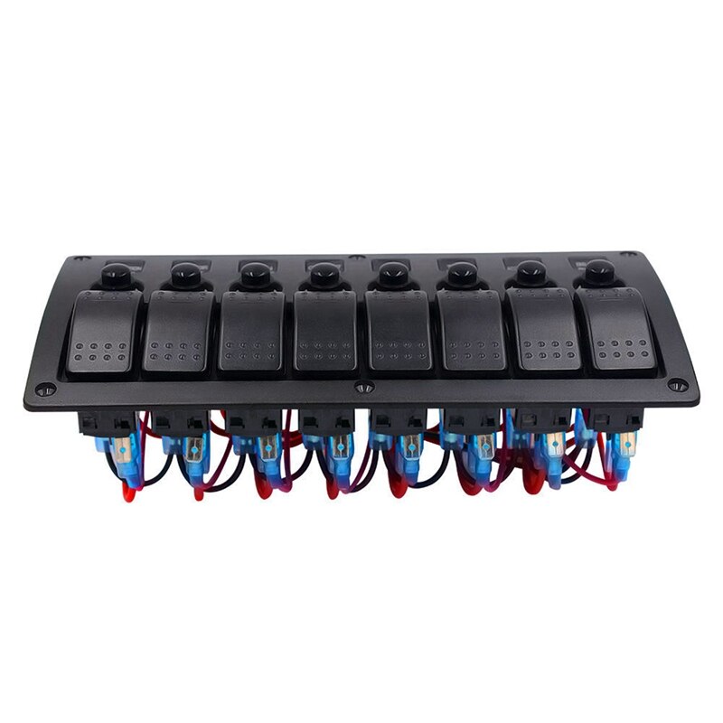 Boat Car Marine Rocker Switch Panel 8 Gang 3PIN &amp; Circuit Breaker Overload Protection Waterproof LED Switch Panel
