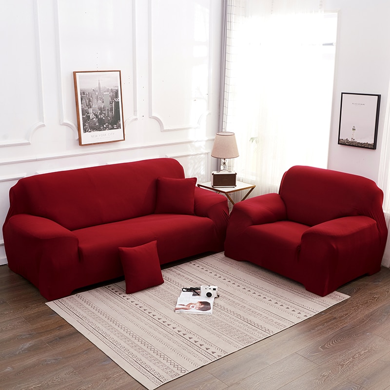 Rød elastisk sofadæksel til stue sofahåndklæde sofadæksel stræk elastisk sofa slipcover 1/2/3/4 pers