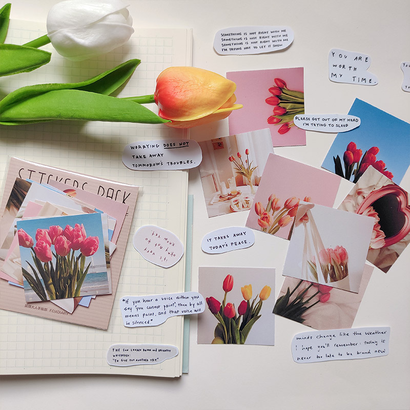 3 typer tulipan blomsterserie klistremerker diy scrapbooking album dagbok mobil datamaskin forsegling glad plan dekorasjons klistremerker