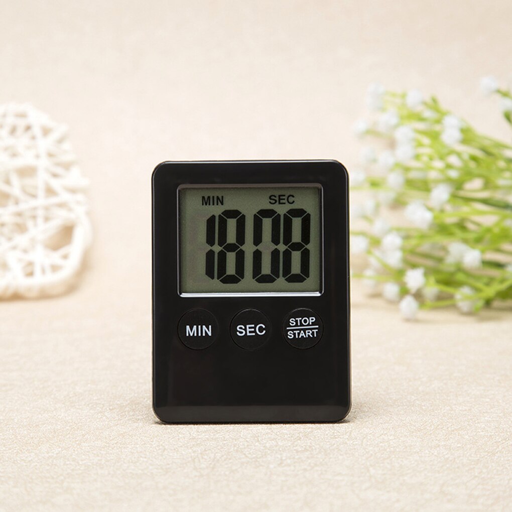 LCD Digital Screen Kitchen Timer Square Cooking Count Up Countdown Alarm Clock Mute Reminder ABS Portable Baking Timer