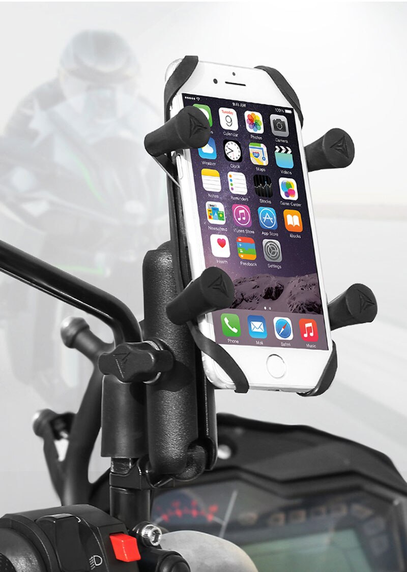 Universal Motorcycle Mobile Phone Holder Charger Aluminum Bike Phone Stand GPS Mount Bracket Support 4-6.5inch iPhone Smartphone