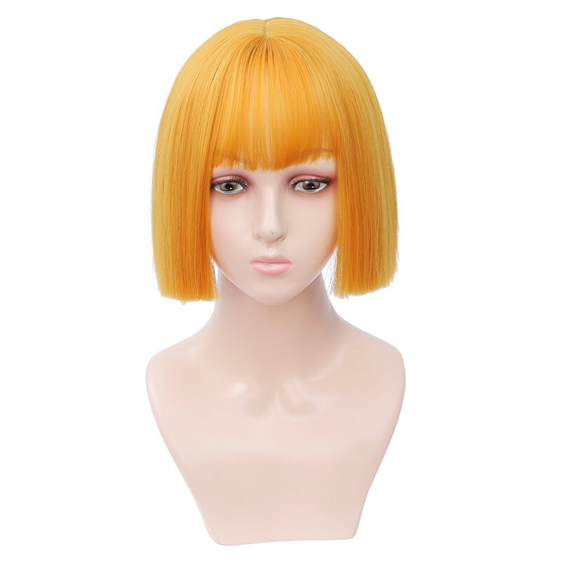 Perruques courtes marron perruques courtes Style Bob perruque de femmes noires synthétiques droites avec frange 12 pouces perruque Blonde cheveux doux: Orange