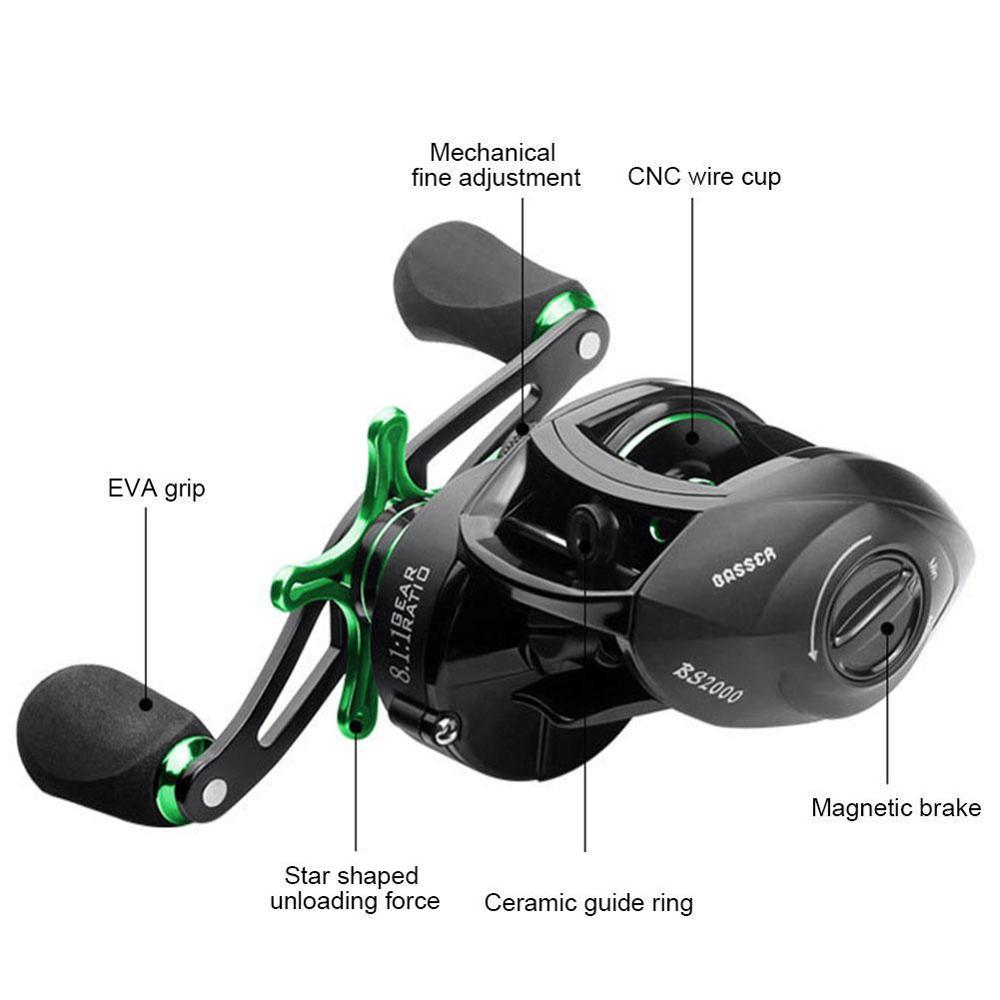 Fiskehjul gedde spinning hjul håndtag line spole saltvand tilbehør fiskeri  y7 o 9