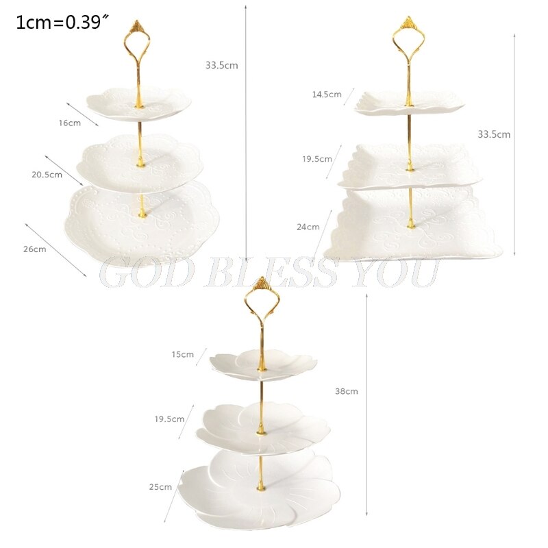 Afneembare Cake Stand Europese Stijl 3 Tier Gebak Cupcake Fruitschaal Serveren Dessert Houder Wedding Party Home Decor