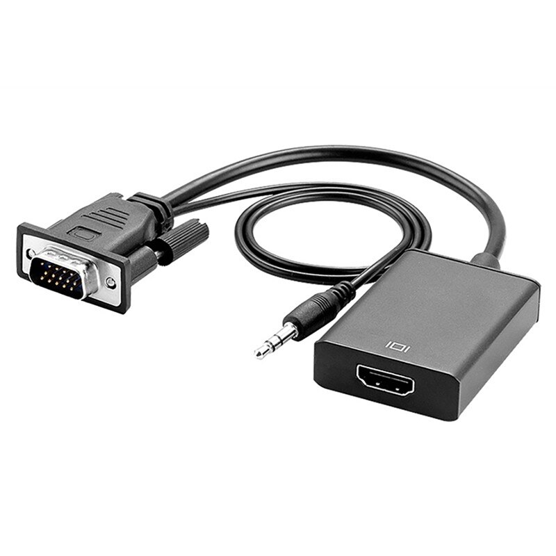 VGA To HDMI-Compatible Converter With Audio Cable+Power Cable Support 1080P Signal Output Computer To TV Converter: Default Title