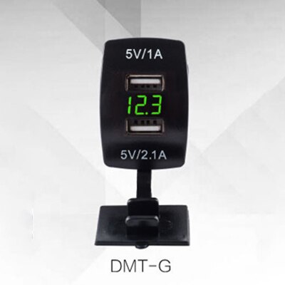 Waterproof 12V-24V Dual USB Plug Car Motorcycle Cigarette Lighter Socket Car Charger LED Digital Voltmeter Meter Electronic: Green