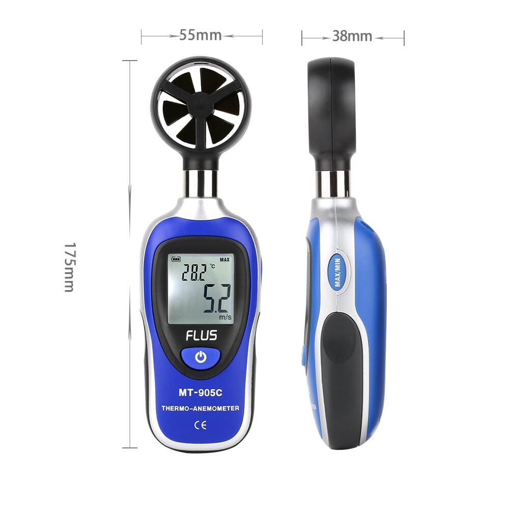 FLUS Portable Anemometer Thermometer Wind Speed Gauge Meter Anemometro Windmeter LCD Display Digital Handheld Tester