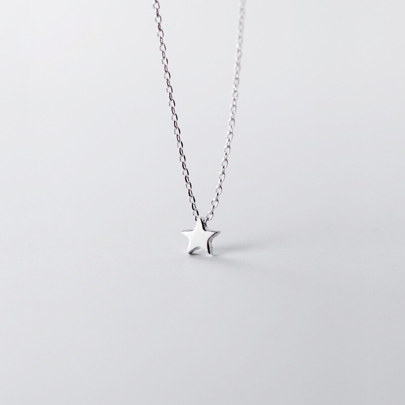 La Monada Silver Chain Necklace For Women Cute Glossy Star Minimalist Silver 925 Jewelry On The Neck Womens Necklaces: Silver