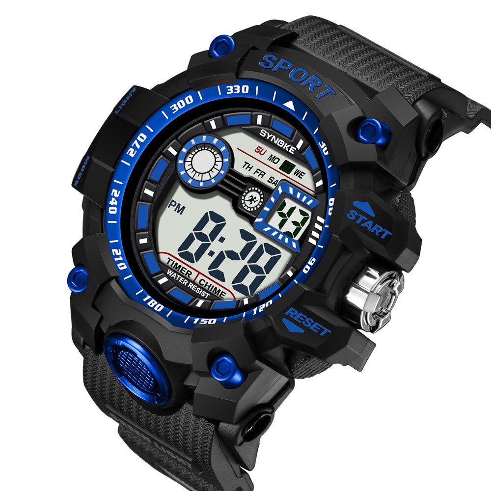 Sport Horloges Heren Chronograaf Led Digitale Elektronische Polshorloge Luxe Man Sport Horloges Waterdicht Mannelijke Stop Horloge Часы: Blue