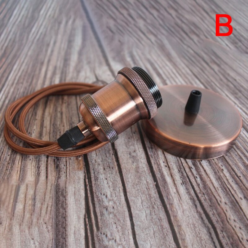 1PC E27 Vintage Lamp Ceiling Light Fitting Pendant Lamp Bulb Holder Base Metal Iron Lamp Holder with Wire 1.2M: B