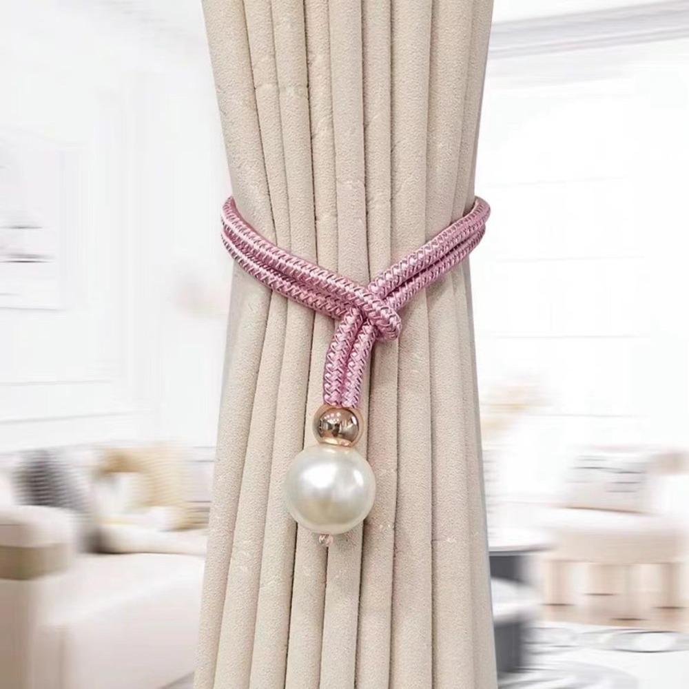 Polyester Pearl Curtain Tieback Adjustable Pearl Curtain Buckle Buckle Tie Rope Beautifully Curtains Tie Rope Home: PURPLE