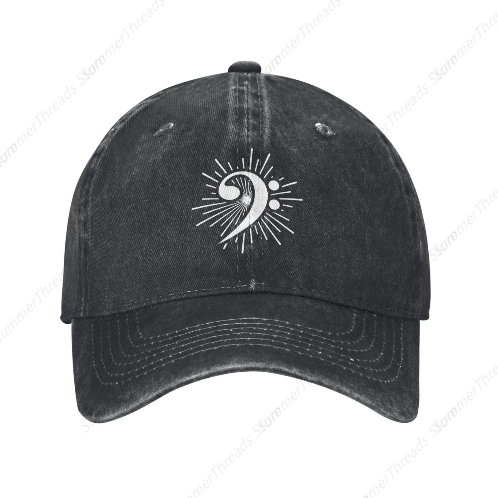 Bass Clef Music Logo Hat Vintage lavado desgastado gorra de béisbol golf papá sombrero para hombres mujeres: Caqui