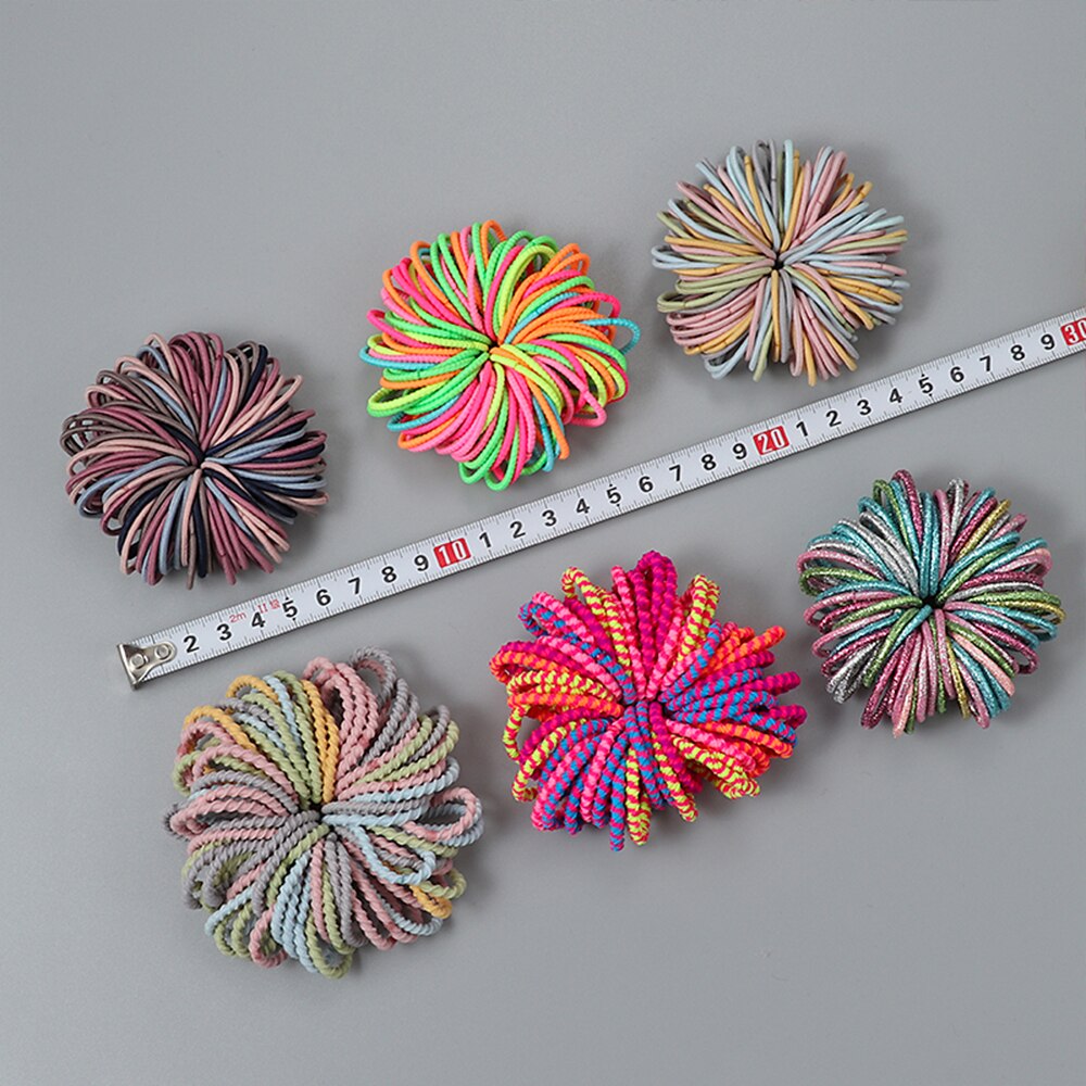 100 stuks/partij haarbanden meisje snoepkleurige elastische rubberen band haarband kind baby hoofdband scrunchie haaraccessoires voor haar