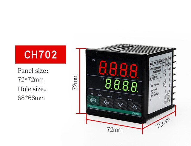 1 set Dual Output SSR Relay CH102 CH402 CH702 CH902 Two Relay Output PID Digital LCD Intelligent Temperature Controller 48-240V: CH702
