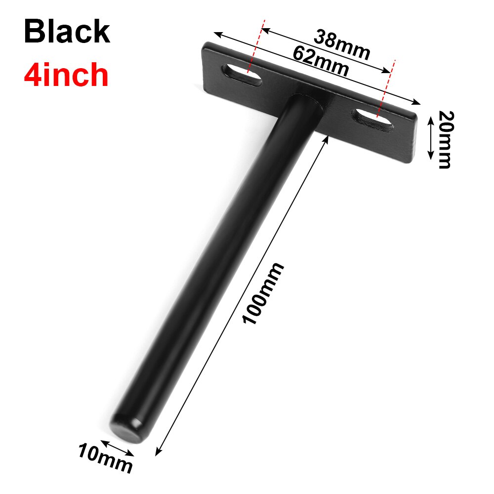 T Shape Furniture Frames Shelf Brackets Wall Shelves Supports Metal Brackets Concealed Screw Mounting Plate Furniture Parts: 4inch Black