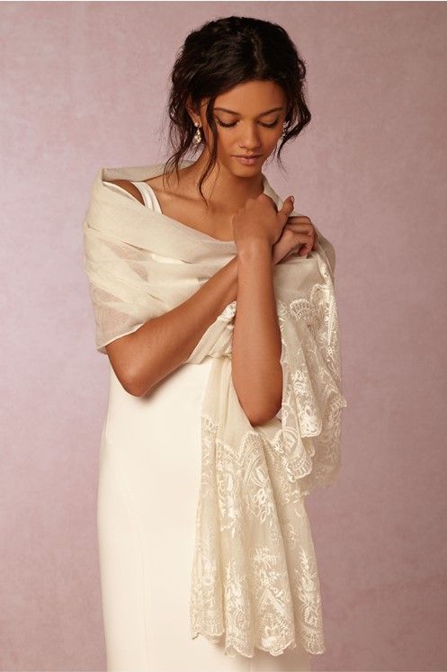 Chal de boda de gasa para mujer, abrigo largo de encaje, envolturas nupciales en blanco, marfil, 70cm x 180cm