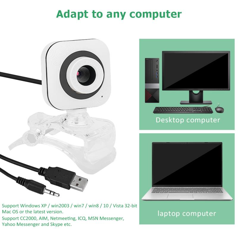 Nouvelle caméra HD sans lecteur USB Webcam pince Web Cam Microphone intégré pour ordinateur de bureau Webcam de conférence de diffusion en direct