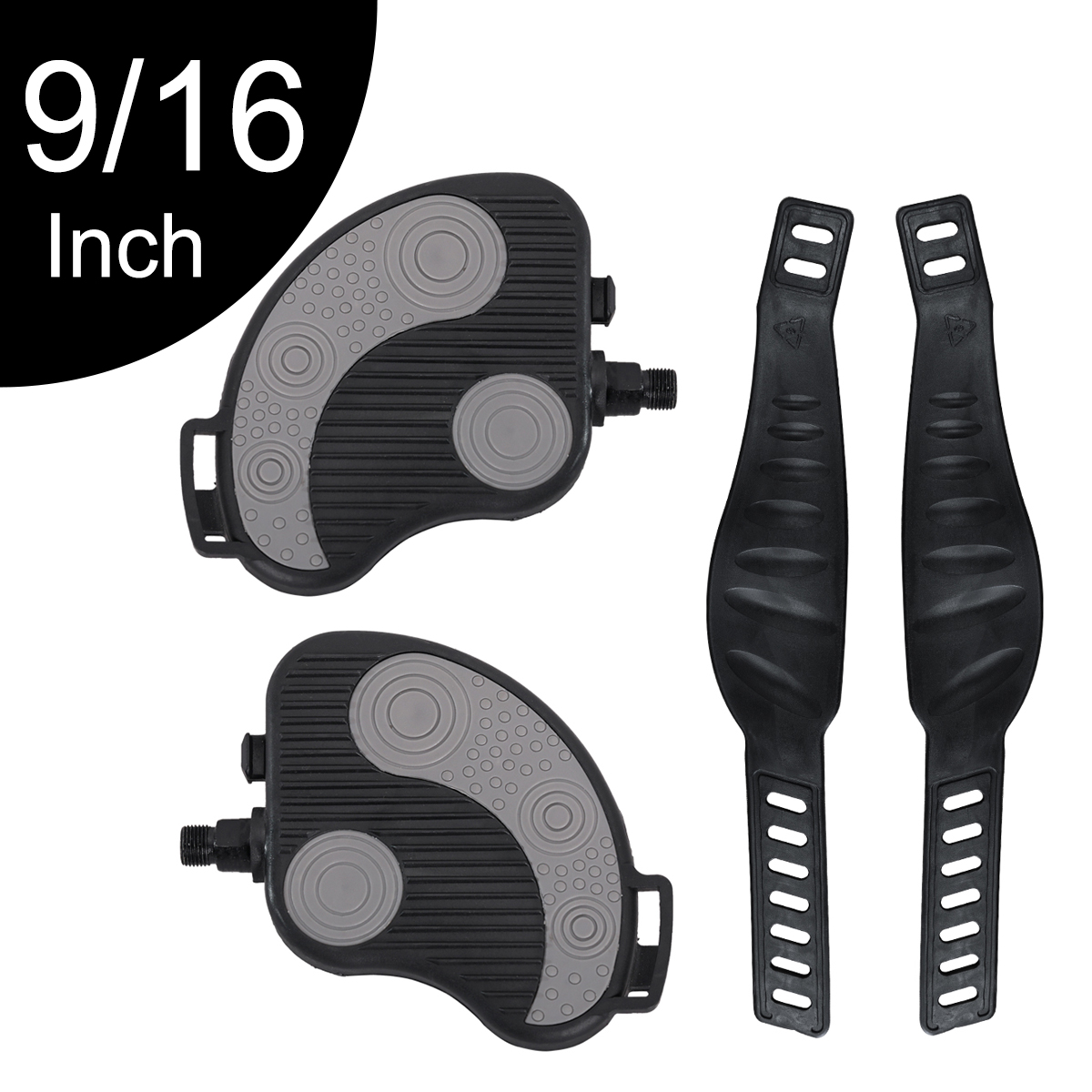 Pedali per biciclette autobloccanti 9/16 1/2 pollici con cinturini per MTB strada cyclbike pedali a rotazione fissa con cinturino con clip per le dita: 9  16