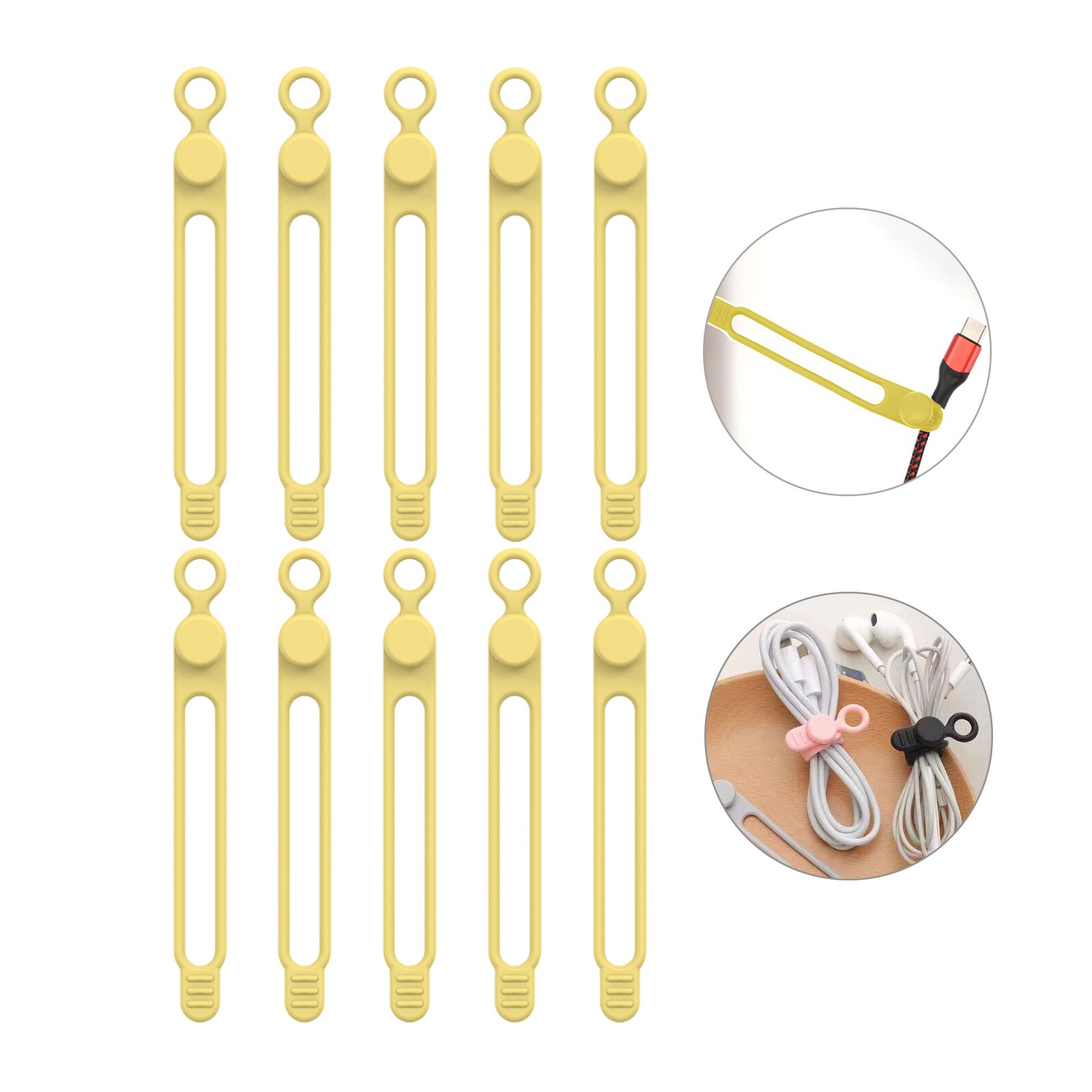 UMUST Bridas para cables de silicona, organizador de cables, correas para cables, bridas para cables reutilizables, organizador de cables de viaje, bonita brida elástica, bridas para cables