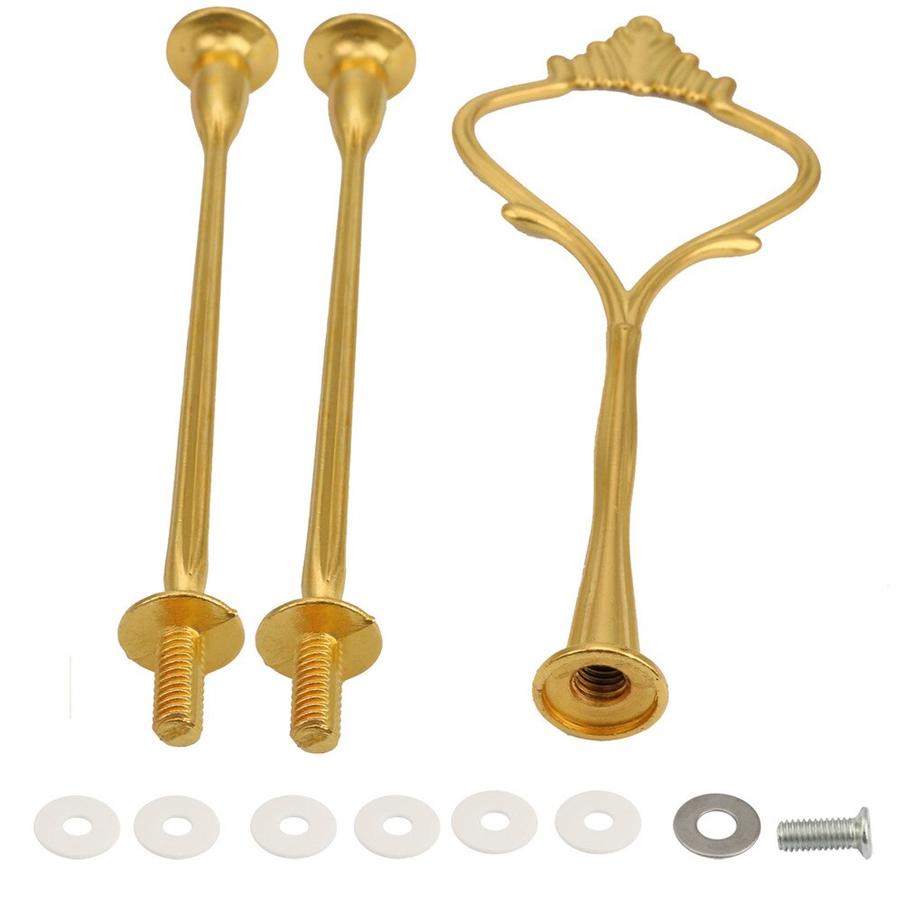 3 Tier Cake Stand Afternoon Tea Wedding Plates Party Tableware Bakeware Plastic Tray Display Rack Cake Decorating Tools #W5: Gold 