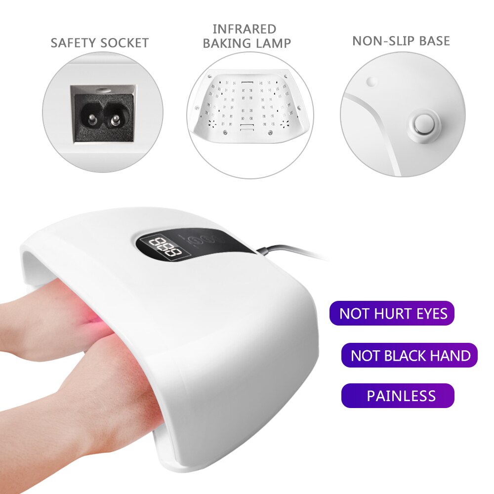 96W secador de uñas lámpara LED UV de uñas esmalte de Gel lámpara de curado de cuidado de la piel rojo lámpara de luz para secador de uñas Auto Sensor manicura herramientas