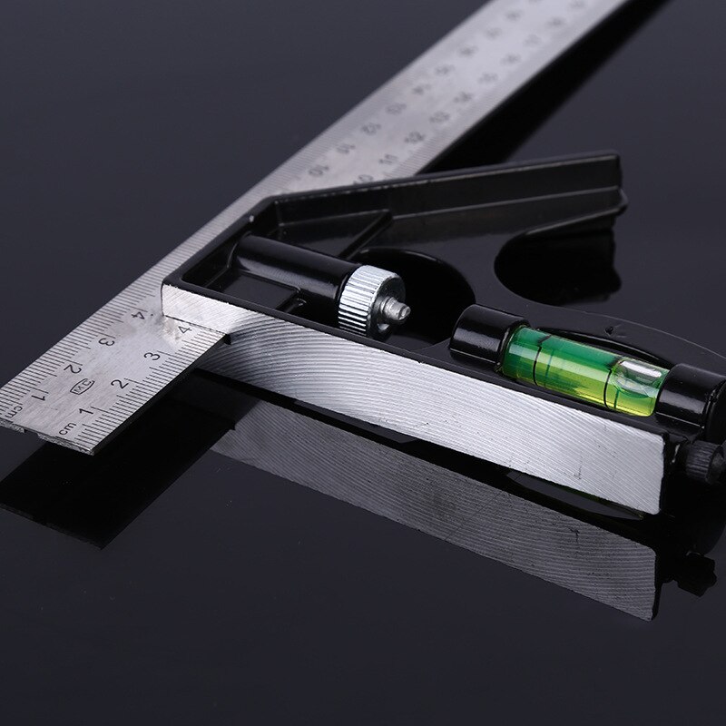 FGHGF 12-inch 300 Mm Adjustable Square Angle Ruler 45/90 Degree With Bubble Level Multi-function Meter Measurement Tool