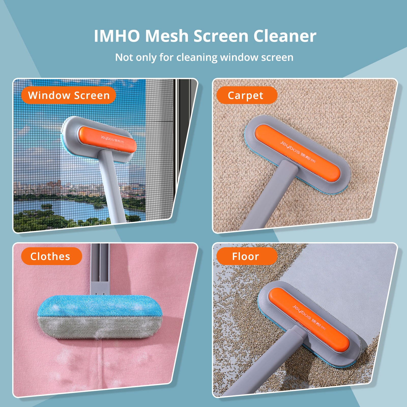 Joybos Double Sided Cleaning Brush Multi-function Screen Cleaner Carpet Wiper Sofa Brush Window Cleaner Home Pet Hair Broom JX87