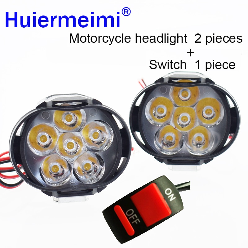 1 pair Motorcycle LED Headlight Scooter auxiliary Spotlight Headlamp 12V 24V 6500K Moto Fog lights Motorbike Spot Head Lamp DRL