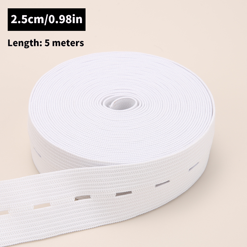 Cinturón elástico con agujero de botón de 5m, cinturón elástico con agujero de botón trenzado, cinturón elástico, accesorios de ropa de costura DIY: Latón envejecido