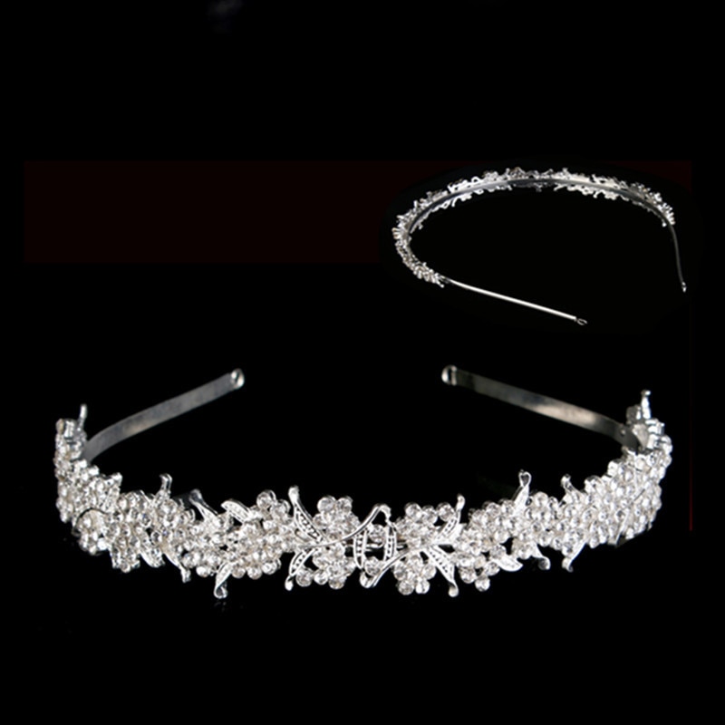 Kristall Hochzeit Tiara Stirnband Perlen Blume Prom Braut Haar Band Gold Blatt Perle Braut Kopfschmuck Für Frauen Haar Schmuck