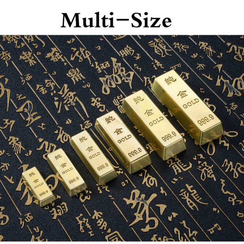 Poids de papier en laiton, Simulation de métal , poids de papier en barre d&#39;or, calligraphie chinoise classique porte-bonheur, décoration