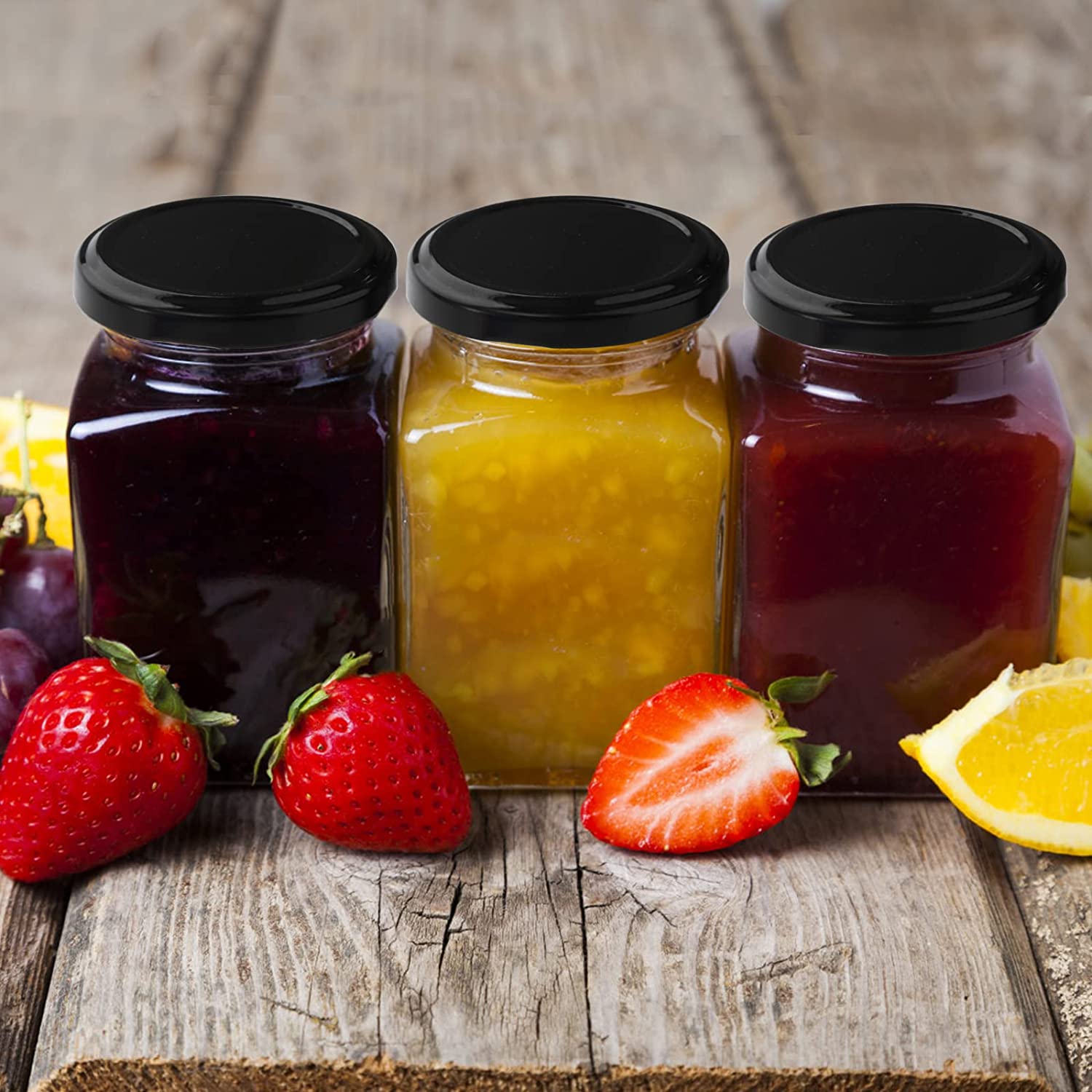 Kitchen Food Storage Containers Square Glass Jar With Black Airtight Lids Glass Mason Jar Canning Jars for Jam Honey