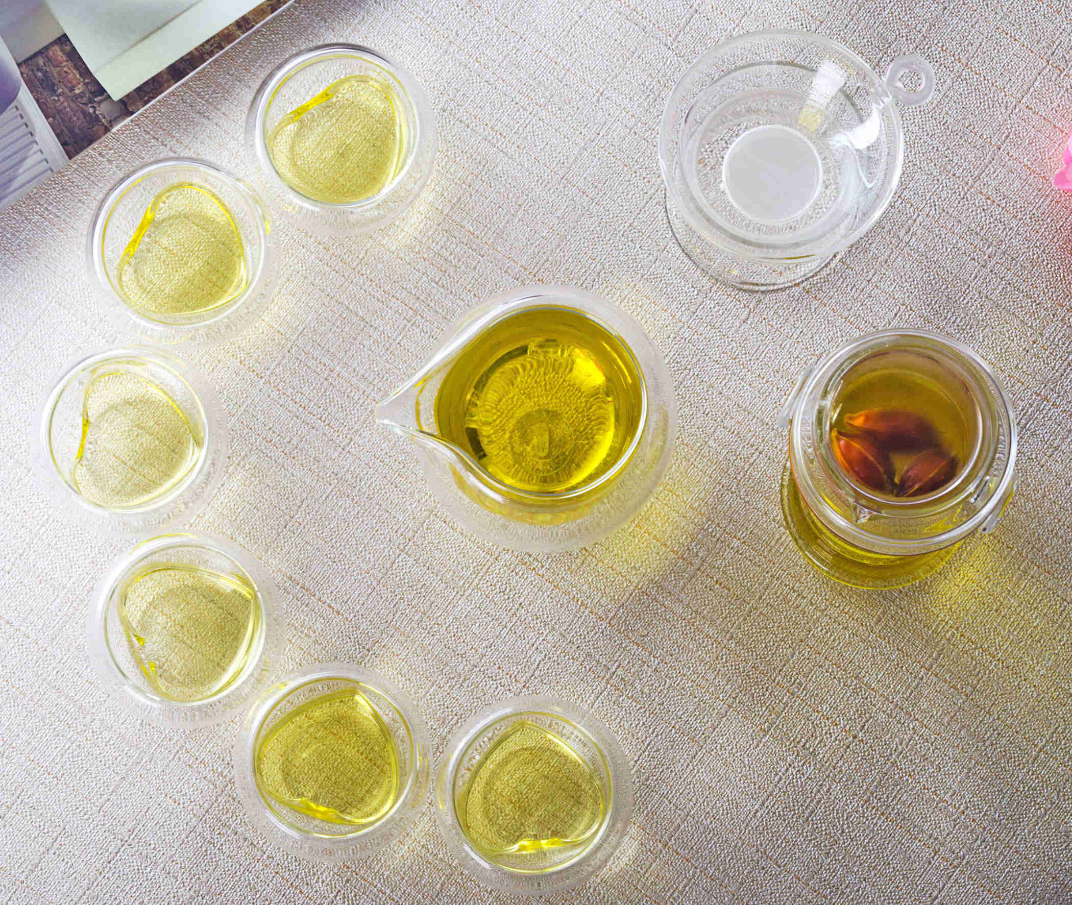 Gongfu Thee Set Mini Theepot &amp; Filter &amp; Chahai Pitcher &amp; 6 Dubbele Wand Kopjes