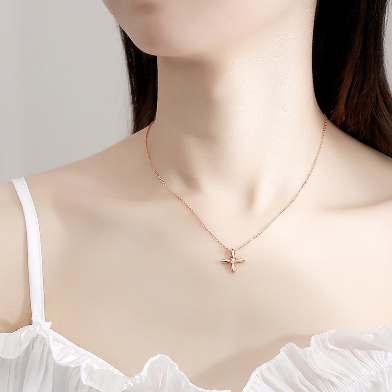 Coolkala Internet Celebrity Klavertje Vier Ketting Sterling Zilveren Mori Stijl Ins Stijl Choker Rose Goud Vier-C