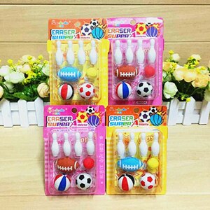 Kawaii Bälle Radiergummis einstellen Neuheit Bowling Bleistift Radiergummi Gummi Für freundlicher Büro Schule Korrektur Schreibwaren Liefert: Ursprünglich Titel