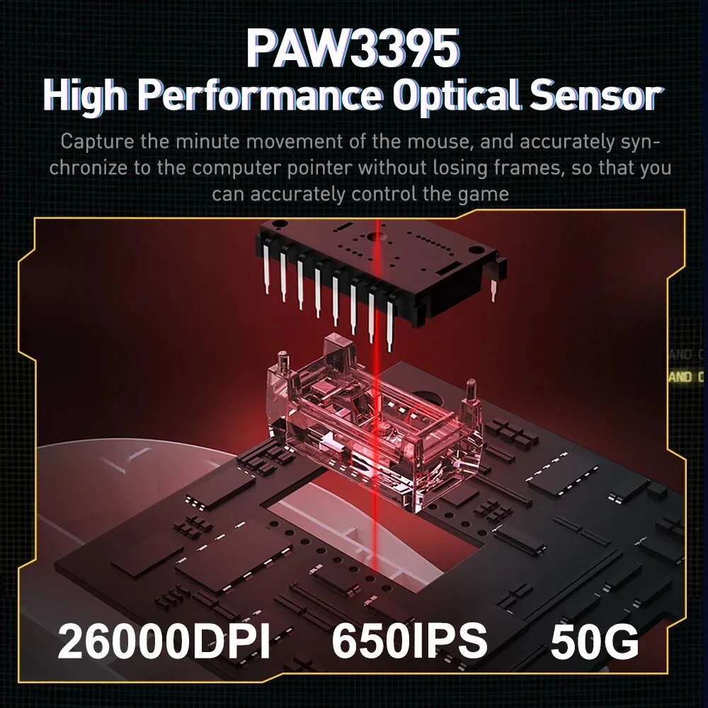 DAREU 4KHz trójmodowa bezprzewodowa przewodowa mysz PBT 2.4G PAW3395 26000 DPI RGB 6 programowalnych przycisków akumulator do laptopa PC dla graczy
