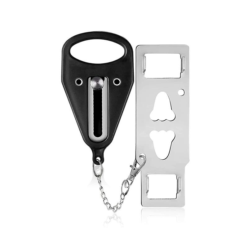 Serrure de porte Portable en métal, verrou de sécurité Anti-vol, pour la maison, l&#39;hôtel, le voyage: black