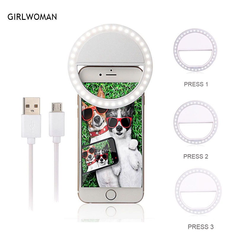 Usb Usb Charging Selfie Ring Led Light Lamp Mobile Phone Lens LED Selfie Lamp Ring Flash for Iphone for Samsung Xiaomi