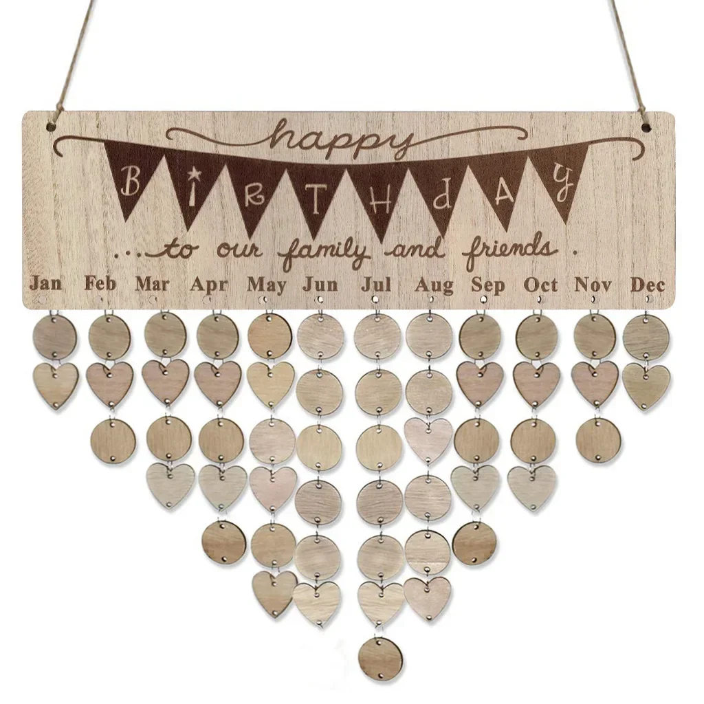 Houten Kalender Lijst Verjaardagsfeestje Woondecoratie Hanger DIY Kalender Ambachten Woonkamer Decoratie: Chocolade