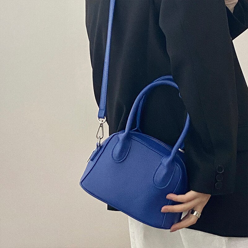 Draagbare Kleine Shell Tas Vrouwen Blauw Schouder Messenger Bags Pu Lederen Dames Elegante Vrouwelijke Daily Purse Handtassen