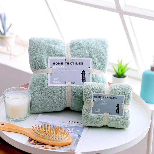 32 Towel Set Quick-Drying Microfiber Bath Towel Face Beach Towel Towels Cotton Large Bath Towel Soft Absorbent: Green / 1 Towel 35x75cm