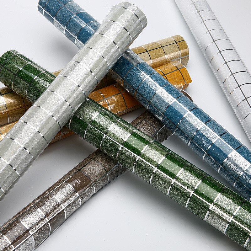 45 x 200cm mozaïek 5 kleuren aluminiumfolie zelfklevend anti-olie behang voor keuken hoge temperatuurbestendig