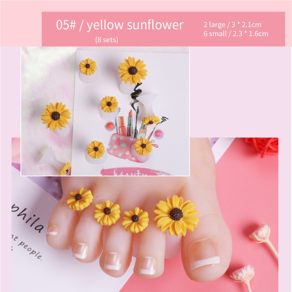 Separador de dedos del pie de silicona suave, herramienta de manicura para salón de pedicura, cuidado de uñas, accesorios de soporte de flores, 8 Uds.