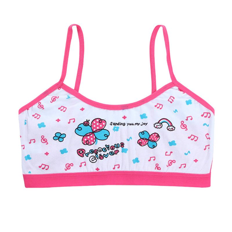 Girls Bra Underwear Lingerie Kids Teens Teenage Young Adolescente 8-14Years Student Cotton Cartoon Print Undewear Tops 19QF: HP