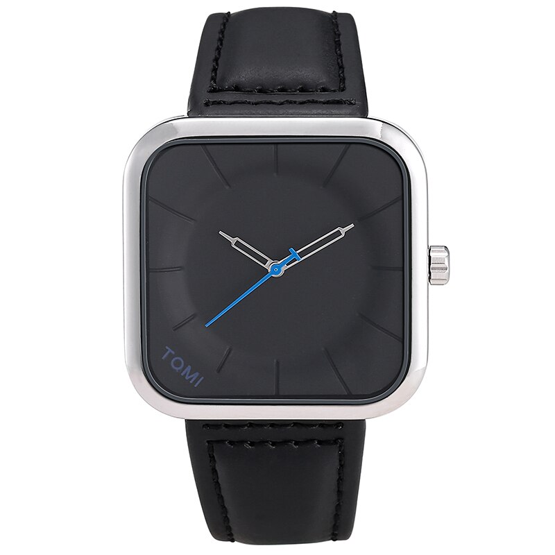 Casual Watch for Men Simple Square Dial Case Men Quartz Wrist Watches Leather Wristwatch Mens Minimalist Black Brown Clock: 04