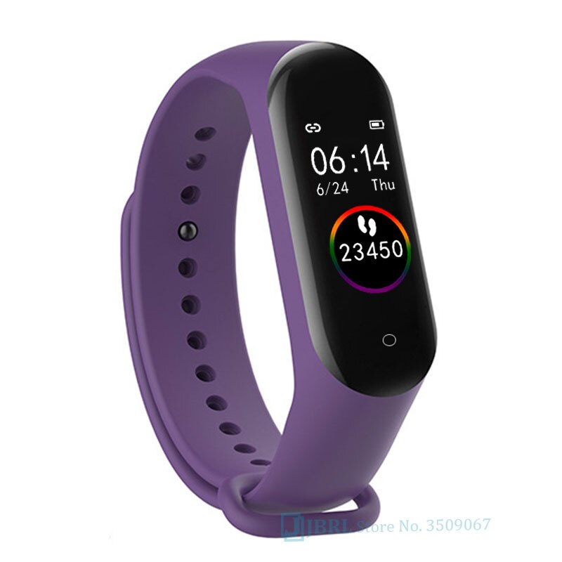 Armband män kvinnor smart klocka telefon android ios blod smartband musik spela kontroll tryck övervaka hjärtfrekvens smart band: Lila