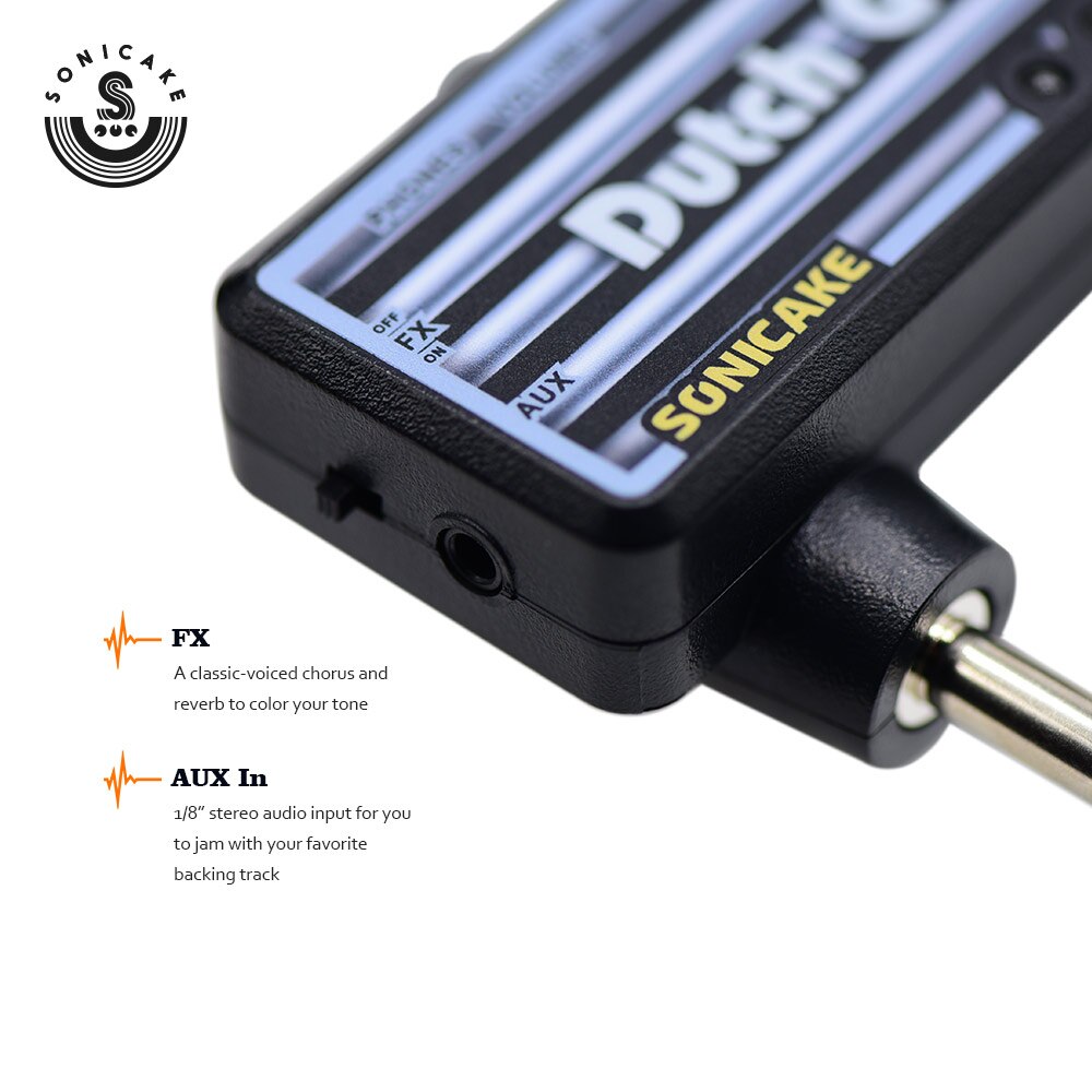 Sonicake-Amplificador de auriculares para guitarra eléctrica, amplificador portátil recargable por USB, con gran distorsión