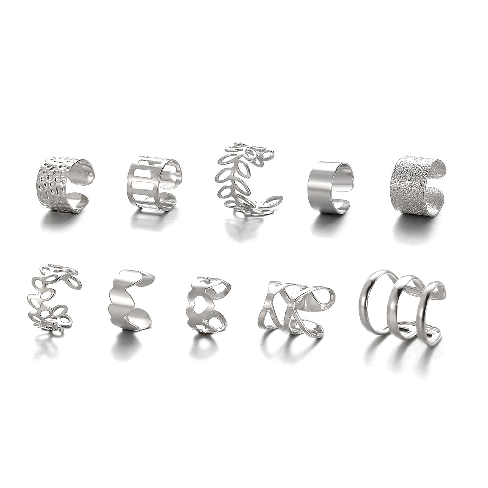 Boucles d'oreilles clip croix pour femmes et filles, jolie perle cubique, manchette de cartilage d'oreille en cone contre-indiquée, ensemble de bijoux sans piercing,: Plaqué platine