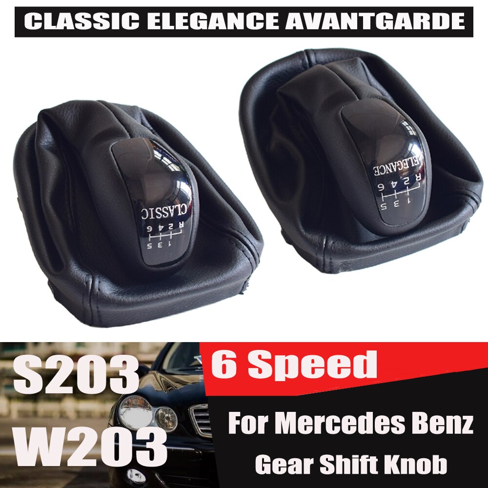 Palanca de cambios Manual para Mercedes Benz Clase C W203 S203, pomo de palanca de cambios de 5 y 6 velocidades, cubierta de bota de cuero, Gaitor, estilo de coche