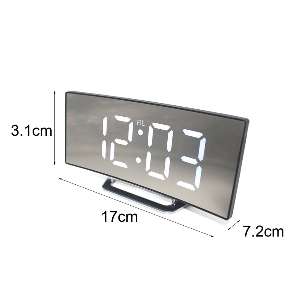 Bedroom Large Number Digital Alarm Clock Curved Dimmable LED Screen for Kids